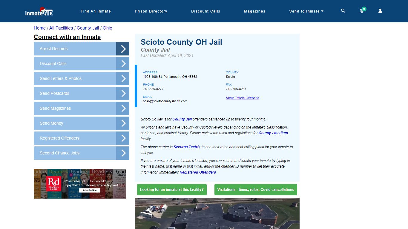 Scioto County OH Jail - Inmate Locator - Portsmouth, OH